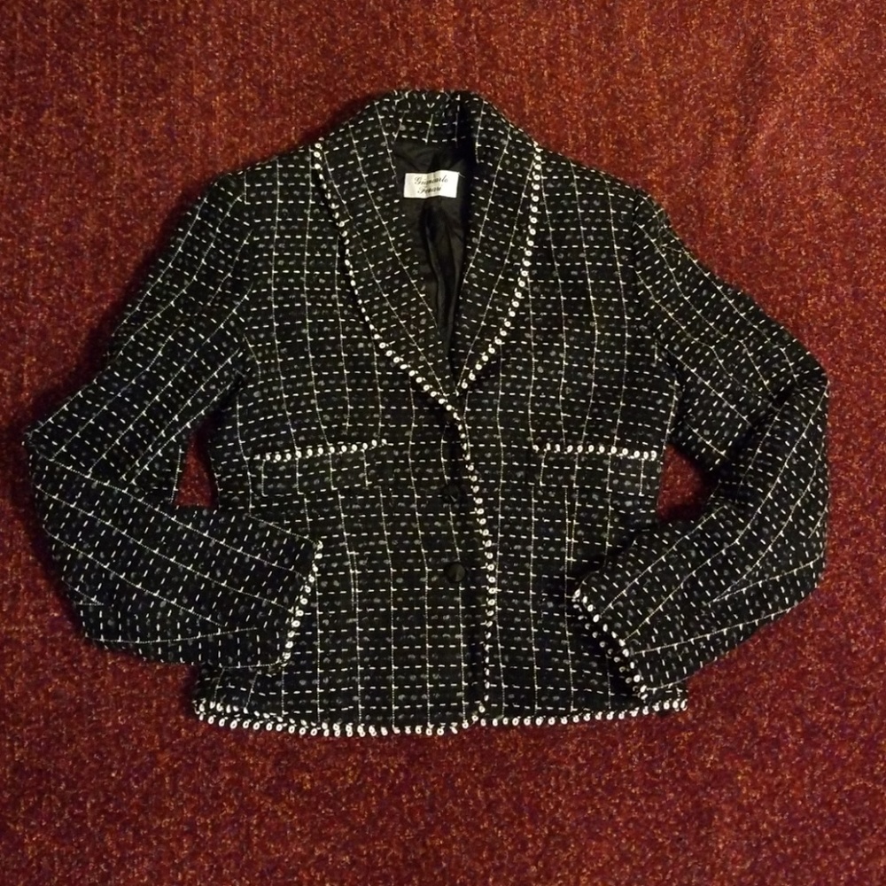 GIANCARLO FERRARI B/W/Gray Glitter Thread Jacket S - Picture 4 of 8